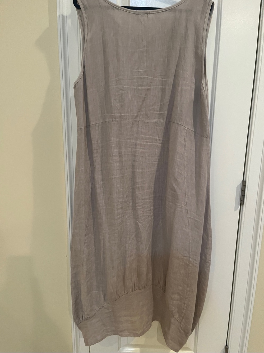 100% linen Rosemarine size 2XL Sleeveless Taupe Bubble/Shift Dress w pockets - Picture 4 of 7